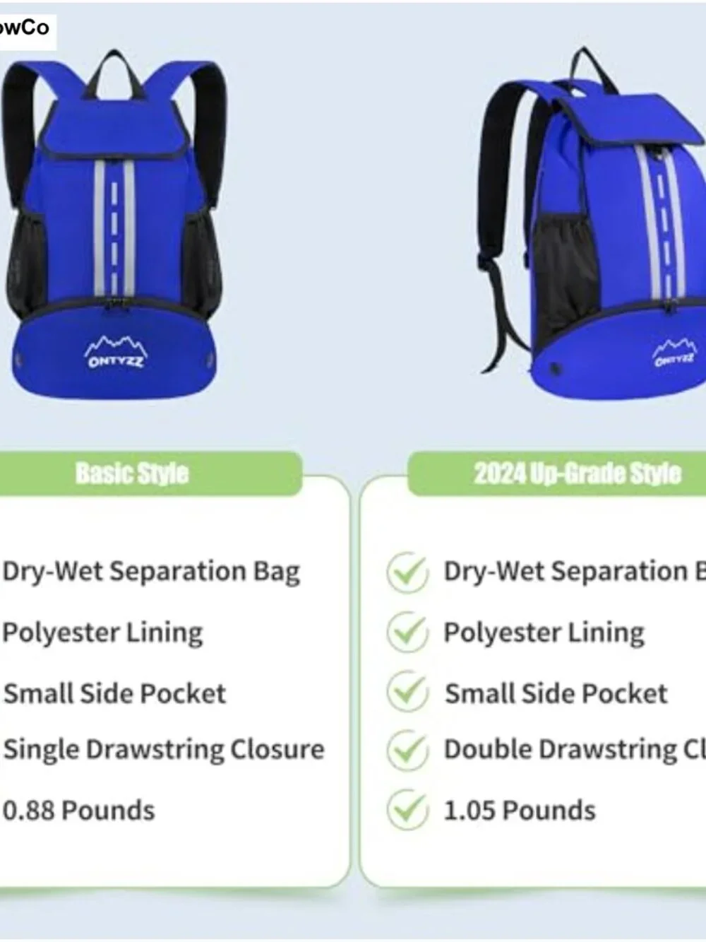 Nylon Drawstring Sports Backpack with Shoe Compartment Gym Bag
